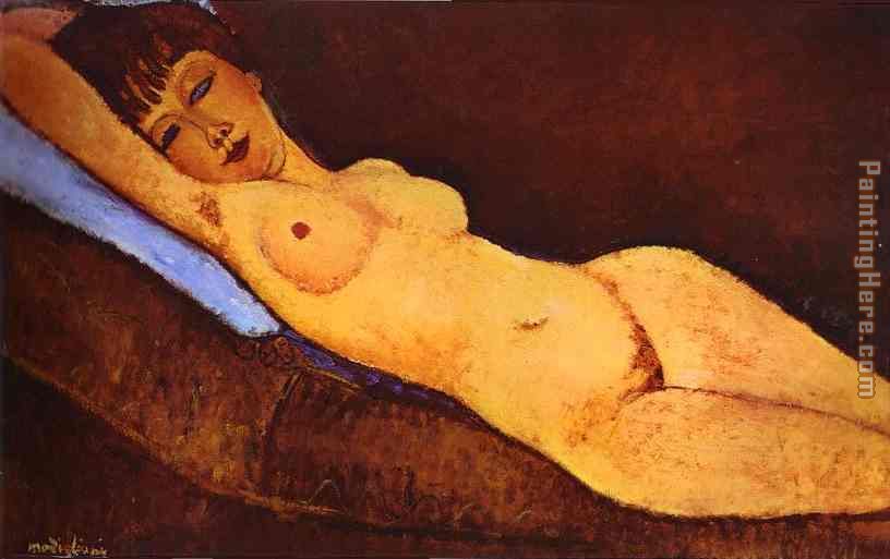 Amedeo Modigliani Reclining Nude with Blue Cushion